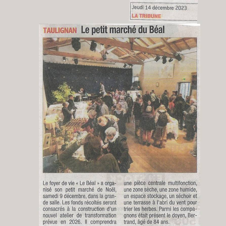 Article de presse de la Tribune 14 12 2023