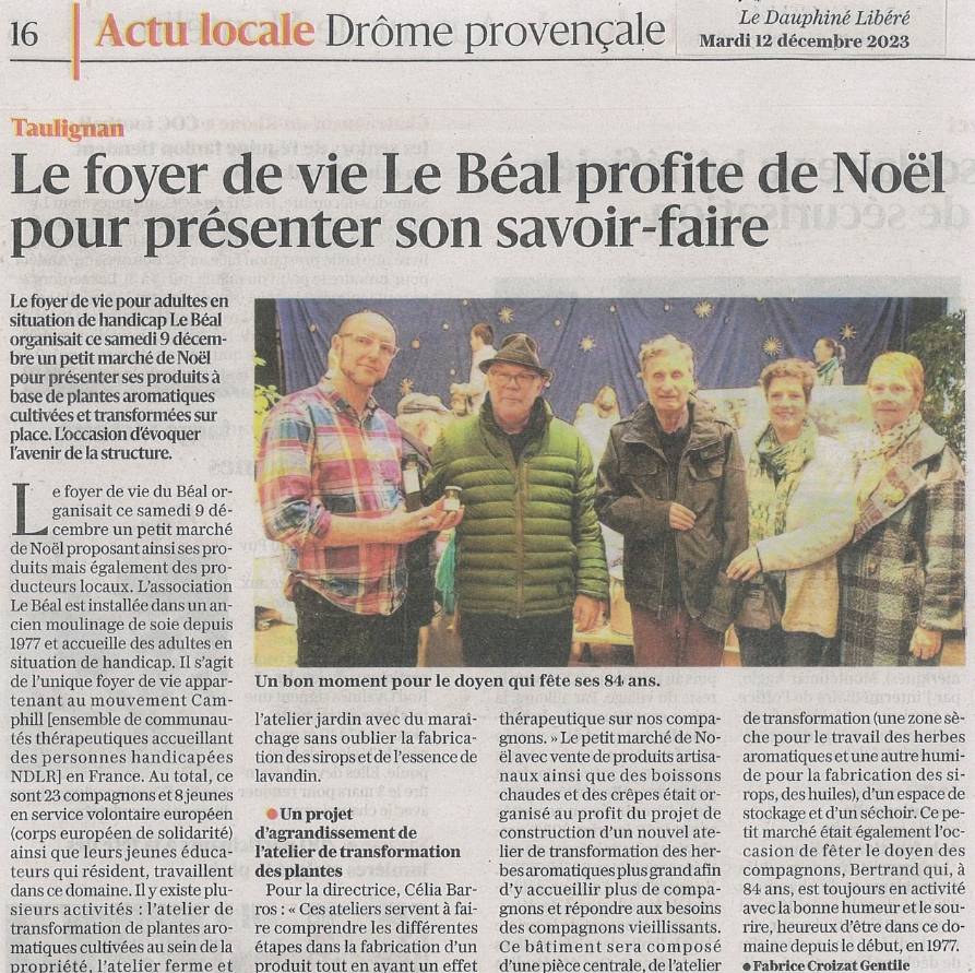 Article de presse de la Tribune 12 12 2023